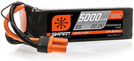 Spektrum Smart RC LIPO Батерии: 5000mAh 6S 22.2V 100C, IC5 конектори, SPMX50006S100, црно