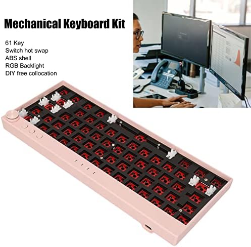 ASHATA WL61PLUS 60% RGB DIY механичка тастатура, 61 клучеви Hot Swappable 5Pin 3Pin Switch, Bluetooth 5.0/USB C Wired/2.4GHz Комплет за