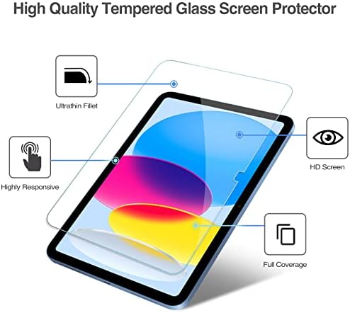 Procase за iPad 10 -ти генерал 2022 10,9 инчи пакет со куќиште со 2 пакувања iPad 10.9 10 -ти генерал 2022 Заштитник на екранот