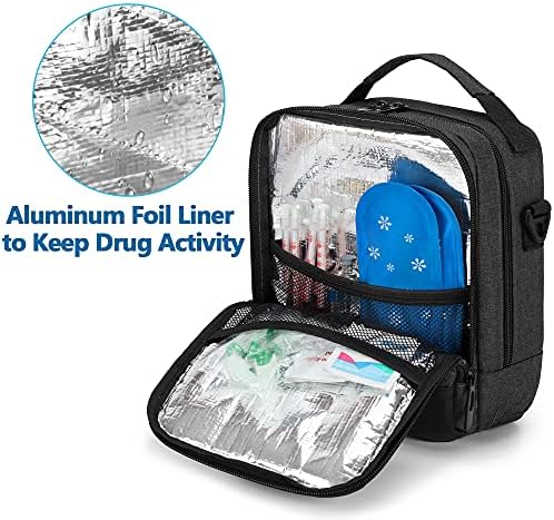 Курмио дијабетична торба за пенкала за инсулин, мерач на гликоза, лекови, инсулин ладилник за патувања со одвојливи торбички