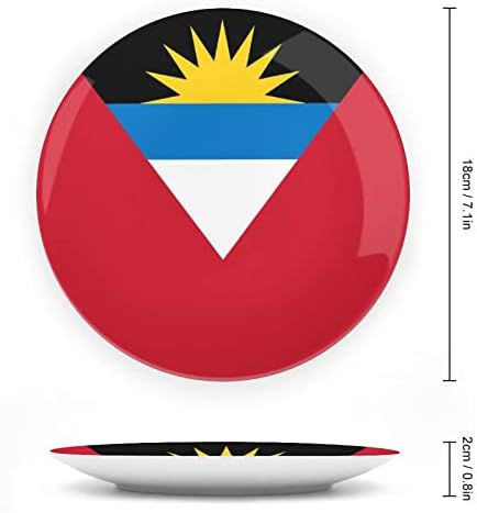 Антигва и знаме на Барбуда Декоративна чинија тркалезна керамичка чинија коска Кина плоча со приказ за свадбениот декор на забавата