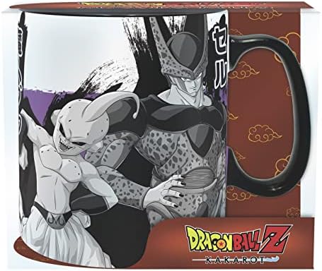 Abystyle Dragon Ball Z Kakarot villans керамички чај кафе кригла 16 мл. Карактеристики Радиц, Вегета, Фриеза, Буу и ќелија DBZ софтвер за