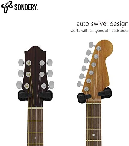 Sondery Guitar Wall Wall Mount Hanger, Auto Lock и прилагодлив држач за кука за акустична и електрична гитара, укулеле, бас, бањо и мандолин