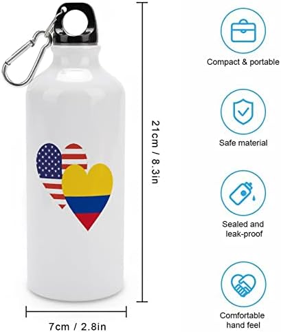 Колумбија Американско срцево знаме алуминиумско шише со вода што може да се употреби за еднократно кафе, чаша за кафе со капаци за салата