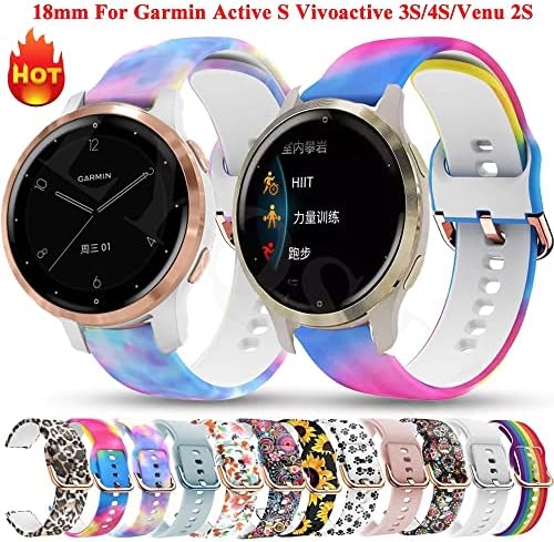 NYCR 18mm Часовник Бенд За C2 За Garmin Vivoactive 3S/4S/Венеу 2/Активни S Реј Силиконски Ремен Паметни Лесни Додатоци За Замена