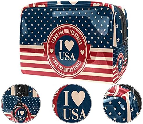 Сакам Сад Американски Знаме Лента Ѕвезда Козметичка Торба За Жени Симпатична Мода Чанта Шминка Торба Пространа Патување Тоалет