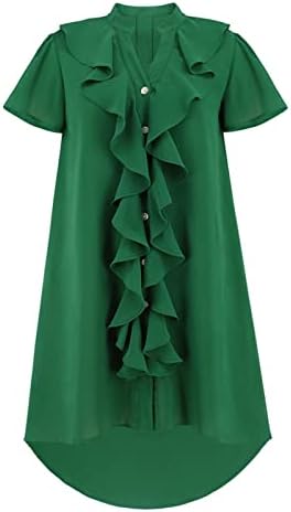 Плус големина долга фустан за секвенци за кардиган копче надолу со кошула здолниште V вратот плус фустан со големина плус големина