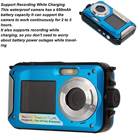 Тбест ДВ Дигитална Камера, Целосна HD 2.7 K 48MP 10ft Водоотпорна Подводна Дигитална Камера 16x Дигитален Зум Преден Заден Двоен Снс Водоотпорен Дигитален Фотоапарат Црвен