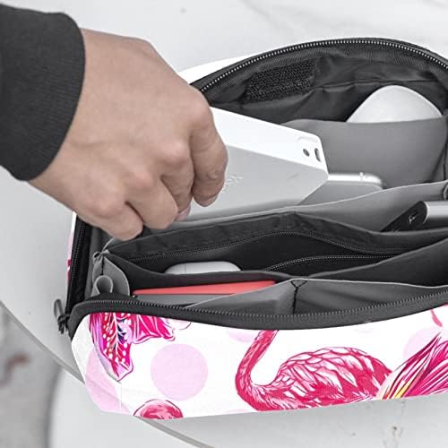 Торбичка ЗА Торбичка ЗА Носење УСБ-Кабел Организатор Џебен Додаток Патент Паричник, Тропско Розово Цвеќе Фламинго