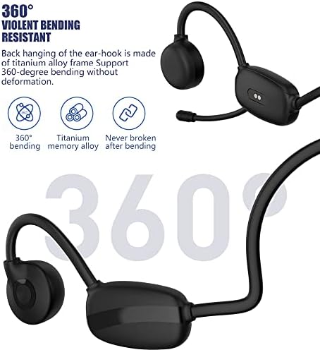 Слушалки за спроводливост на коските Ekudgel безжични слушалки за Bluetooth со откажување на бучава со микрофон со микрофонски повици