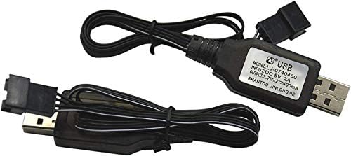 Blomiky 2 пакет 7.4V / 2 x 3.7V 400MA USB полнач кабел со SM-4P 4 PIN PLUG за стара верзија UDI001 UDI008 UDI009 и HJ808 RC Boat Battery