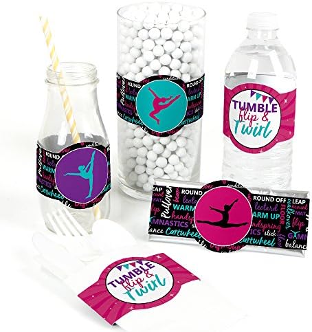 Tumble, Flip & Twirl - Гимнастика - материјали за забава - забава за роденден или гимнастичарска забава DIY -завиткувања и украси -
