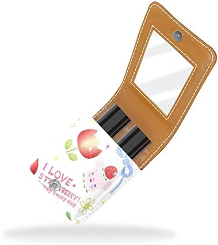 Кармин за шминка ОРИУКАН торба ЗА кармин со огледало пренослива торбичка за складирање кармин организатор за складирање на сјај за усни, Цртан Филм Цвет Од Јагода ?