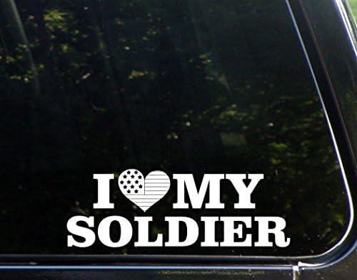 Слатки чајни декорации го сакам мојот војник - 8 3/4 x 3 - налепница за намалување на винил Die Cut/Bumper за прозорци, камиони, автомобили,