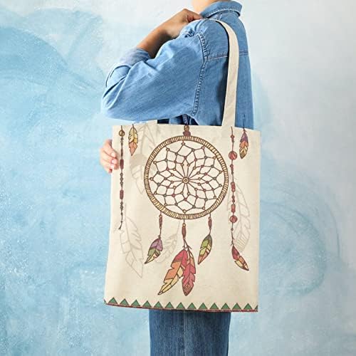 Wengbeauty Canvas Tote Bag Chapture Sreamcatcher Серија рамо торба за еднократна употреба на намирници за купување торбички за ручек за ручек