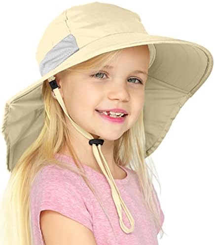 Geartop Kids Sun Hat за момчиња и девојчиња со UV 50+ заштита, детски корпи капи, сафари, риболов капа, капи на плажа 5-13 y