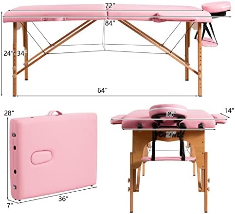 CXDTBH 84 L Преносна маса за масажа за прилагодување на спа -креветот за прилагодување на бањата W/CARTE CASE PING