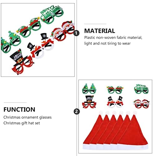 АБУФАН Костимиран Подарок 1 Комплет Божиќни Капи На Дедо Мраз Божиќни Очила Божиќни Сјајни Чаши За Забава Среќна Божиќна Елка Очила
