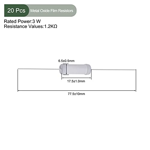 Yokive 20 парчиња отпорници на филмски метални оксидни филмови, отпорник на оската олово, чувајте ја работата со нормално коло, одлично за опрема