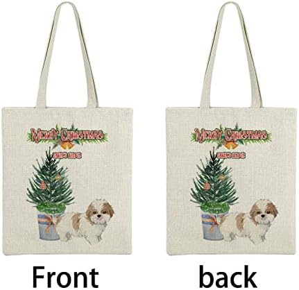 Природен памучен постелнина торба за Божиќни кучиња lубовници подароци на санта сантир растенија борови дрво со bellвонари кутии за подароци еколошки торбички за ед
