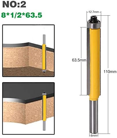 Dlltec Qinlu-CNC рутер битови 8мм Шанк 2 Плев за рутер за рутер со лежиште за дрво, образец за образец, малку секач за мелење на карбид, 1 парчиња, јачина и долга употреба на жи