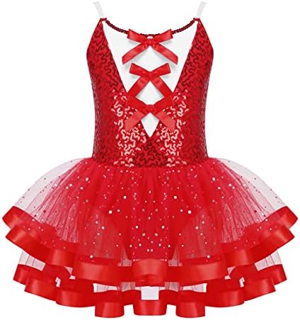 Аислор Девојки девојки Sequins Camisole Ballet Tutu фустан искра прилагодливи ленти за рафли здолниште со леотарди балерина облека