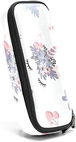 Unicon-со-цвеќиња кожен молив со молив со кабине за пенкало со двоен патенти за чување торби за чување торби за училишна работа за момчиња