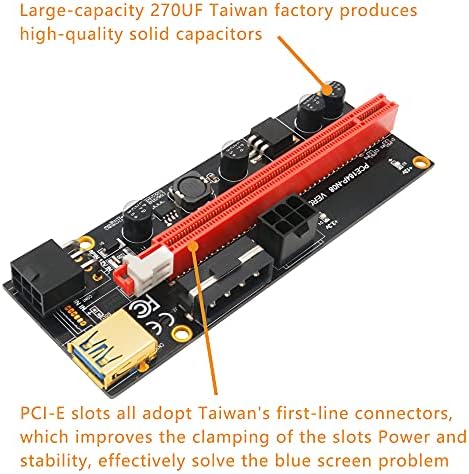 Надградба Верзија PCI-E Riser 009 1x 4X 8X 16x Екстендер PCI-E Usb Riser 009S Двојна 6pin Адаптер Картичка ЗА Бтк Рудар