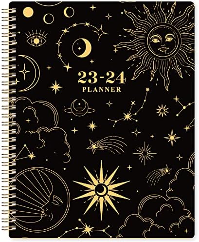 Планер 2023-2024-јули 2023-јуни 2024 година, 2023-2024 Неделен и месечен планер, 8 x 10, Академски планер 2023-2024 со јазичиња, цврста