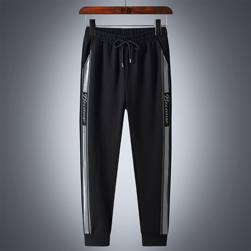 Пролетни есенски машки комплети 2 парчиња худи+панталони за спортска облека за маж со маж плус големина обична памучна црна пот