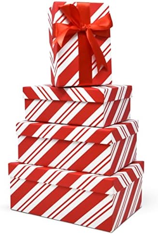 Подарок Бутик 4 Божиќ Подарок Кутии Бонбони Трска Дизајн Божиќ Гнездење Наредени Правоаголник Кутии Со Капаци Во Различни Големини