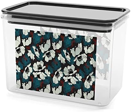 Бели Сини Цвеќиња Пластична Кутија За Складирање Контејнери За Складирање Храна Со Капаци Тегла Со Ориз Запечатена Кофа За Организација На Кујната