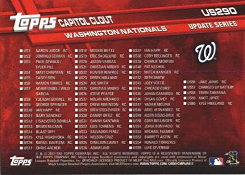 2017 MLB Topps Update US290 Anthony Rendon Washington Nationals Официјална картичка за тргување со бејзбол