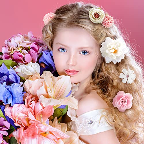 30 Парчиња Цвет Клип За Коса Роза Бохо Шноли За Коса За Жени Додатоци За Коса Цвеќиња За Коса Од Роза Боемски Брош За Иглички