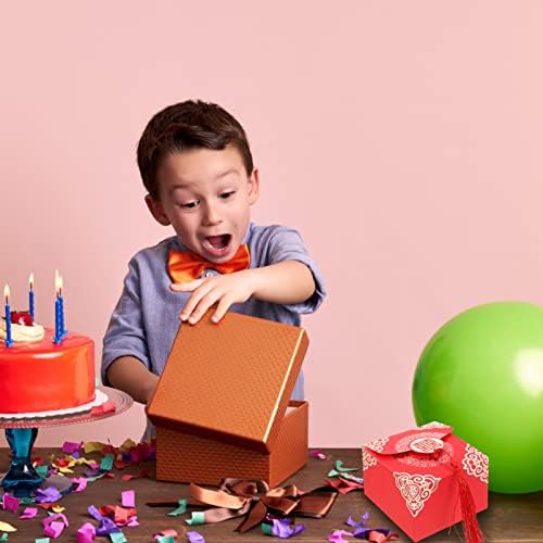 ЧОКОЛАДНА Кутија За Бонбони 100 парчиња Стареење Роденден Во Стил На Невестинска Хартија Со Црвени Подароци Ресни За Бонбони