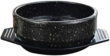 ДЕФАУС Шпорет Тенџере тепсија камен сад со послужавник керамички тепсија топла тенџере за бибимбап и супа Храна Црна 0.84