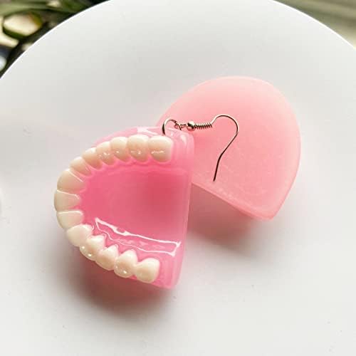 Обетки за заби на 3Д заби на Малојјанве за жени Девојки Смешна смола модел за заби Медицински хигиенистички обетки Стоматост подарок за стоматолошки