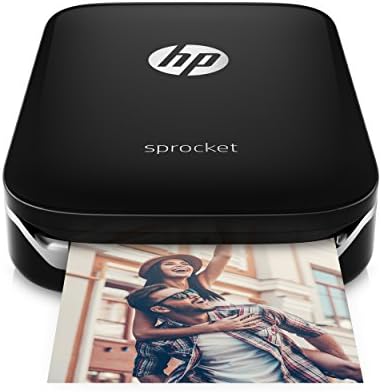 Преносен печатач за фотографии во боја на HP Sprocket, печатете фотографии на социјални медиуми на 2x3 Леплива хартија поддржана - црна