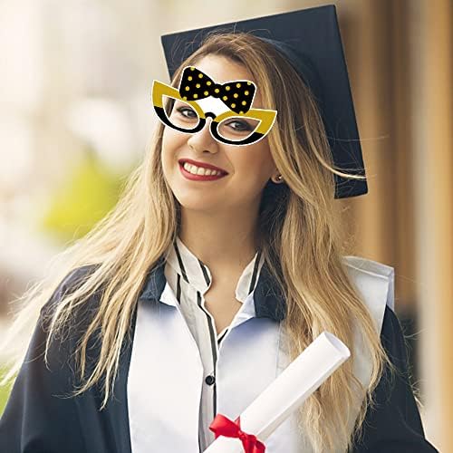 Декорација за очила за очила за 12 парчиња, Класа од 2023 година Фото штанд реквизити за матура за дипломирање капа за очила за дипломирање,