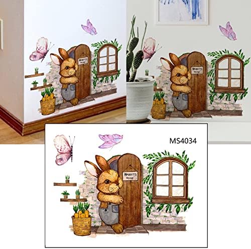 Симпатична Зајаче Кондензиран Пеперутка Ѕид Налепница Кора И Стап Цртан Филм Животни Ѕид Декор За Бебе Момчиња Девојки Спална Соба Вода