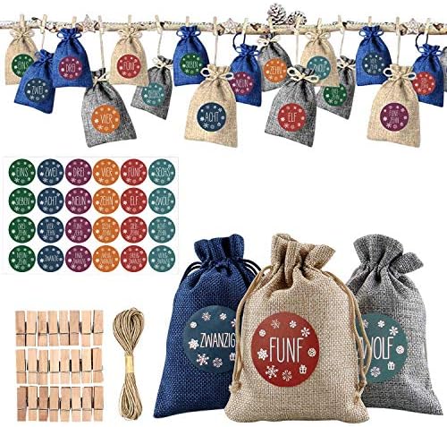 Катесид Божиќни Мали Чанти САМОСТОЈНИ Календари За Доаѓање Божиќ Еднократно Висечки Врвки За Подароци Торби За Забави