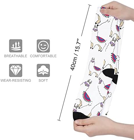 Смешни Лама Алпака Печатени Чорапи Што Одговараат На Боја Атлетски Чорапи Високи Колена За Жени Мажи