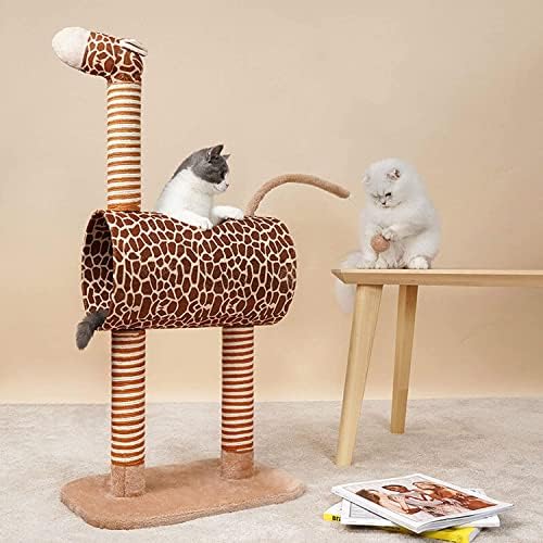 Патозио миленичиња Нова 2023 година Сафари активност мачка дрво кондо со гребење, активност кула мачка игра куќа мебел - жирафа