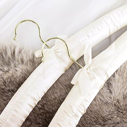 Hangerworld слонова коска сатенски закачалки 17инч со копчиња што не се лизгаат за врзани фустани, идеална невестинска невеста закачалка за