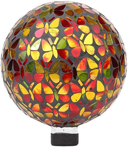 Домот на Лили, шарен мозаик стакло, гледајќи топка, дизајнирана со зачудувачки холографски пеперутки мозаик мозаик за да донесе боја во