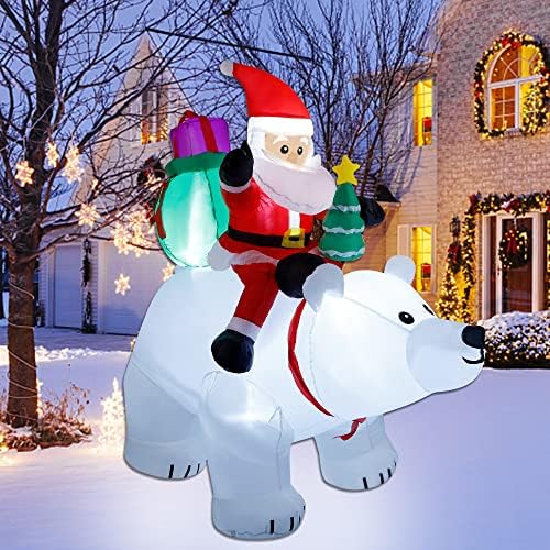 Д-рДуду 6 и Божиќ надувување Дедо Мраз со поларна мечка и новогодишна елка, LED светла за вградување креваат Божиќ на надувување на надувување за забави за празници з?