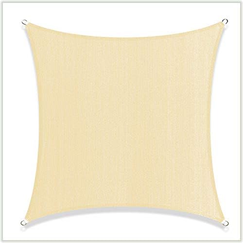 Colourtree 12 'x 12' Beige Square CTAPS12 Sun Shade Sail Canopy Mesh Fabric UV Block - Комерцијална тешка должност - 190 GSM - 3 години гаранција