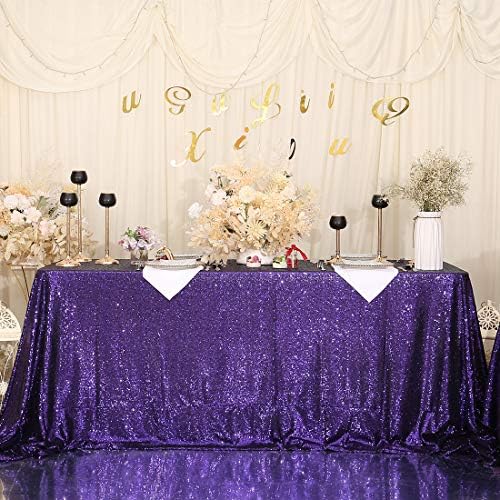 Плоштад Секин Чаршав 90 х 156 Инчен Виолетова Блинг Светкава Постелнина За Свадба