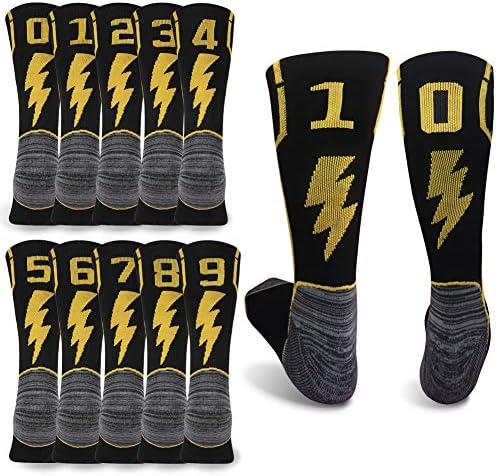 Kitnsox возрасни младински средни перничиња за перничиња за спорт, спортски број чорапи за кошаркарски фудбал бејзбол злато/црно