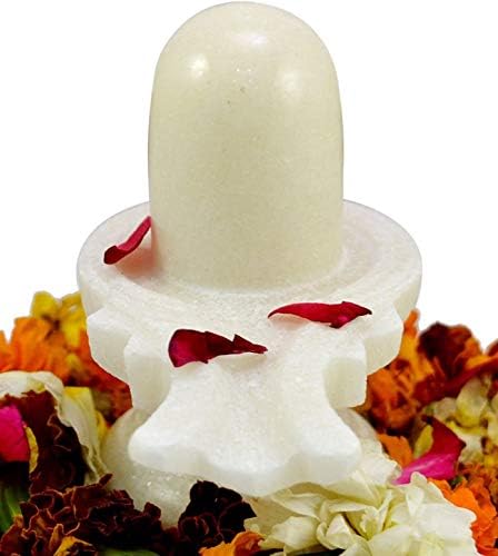 занаетчиски индиски бел чист мермер Шива линга 3,3 инчи - камен бел мермер Шива лингам шивлинг шив линг идоли идоли на мурти адијоги шива пинди за скулптура Поја - хин